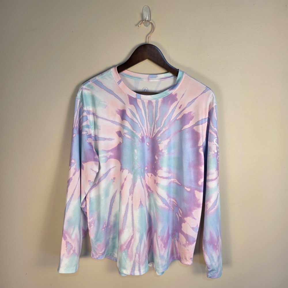 Lauren James Tie Dye Athleisure Top Womens Size M Pink Purple Long Sleeve Shirt